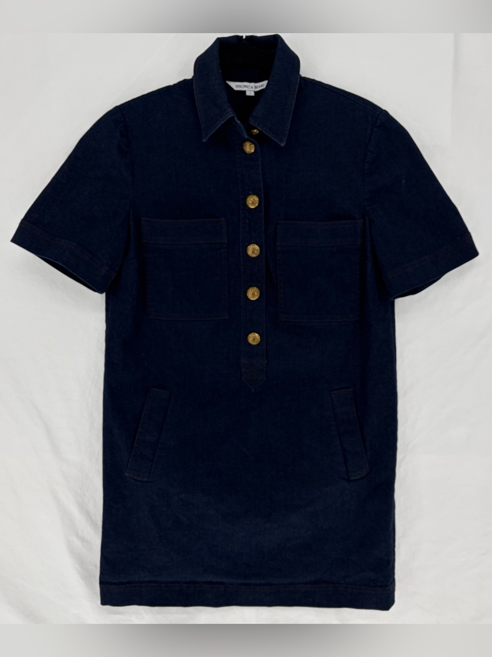 Veronica Beard Koulis Denim Mini Shirt Dress Size 2 Women Midnight Wash